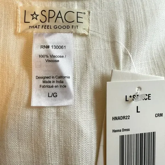 L*SPACE Hanna Balloon Long Sleeve Tiered Maxi Dress In Cream Size Large New - Picture 15 of 15